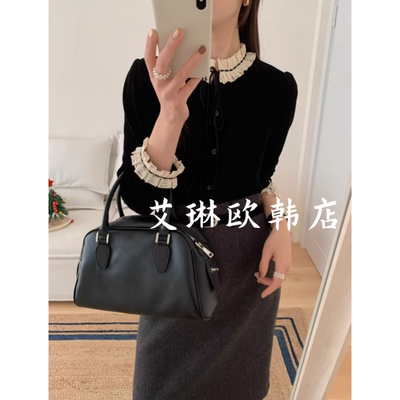 土布鱼7590冬蝴蝶结丝绒衬衫女