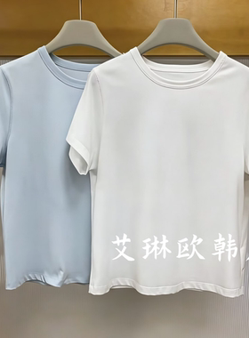 特价QS15314夏装新款韩系简约休闲圆领百搭显瘦全棉短袖T恤女