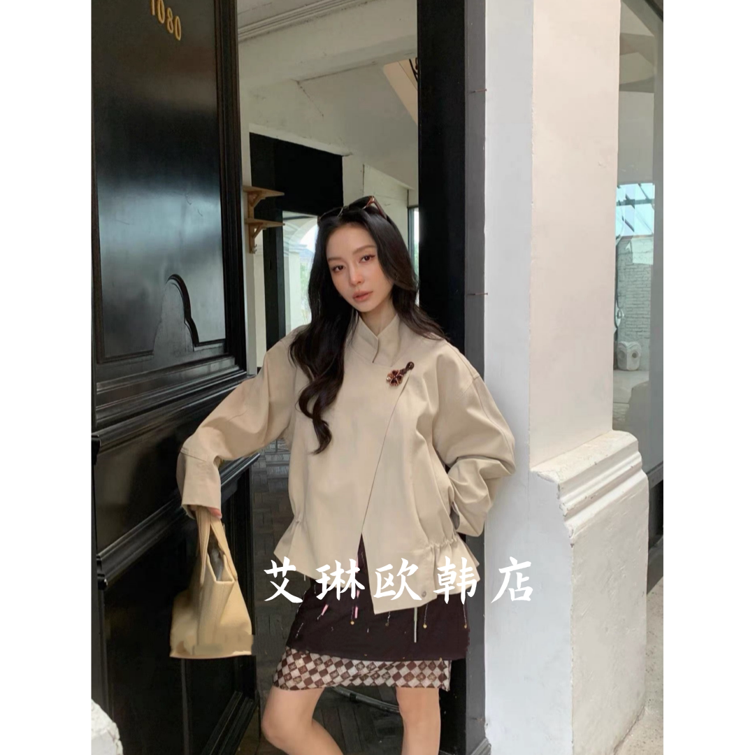 6828春款欧货宽松风衣外套女图片