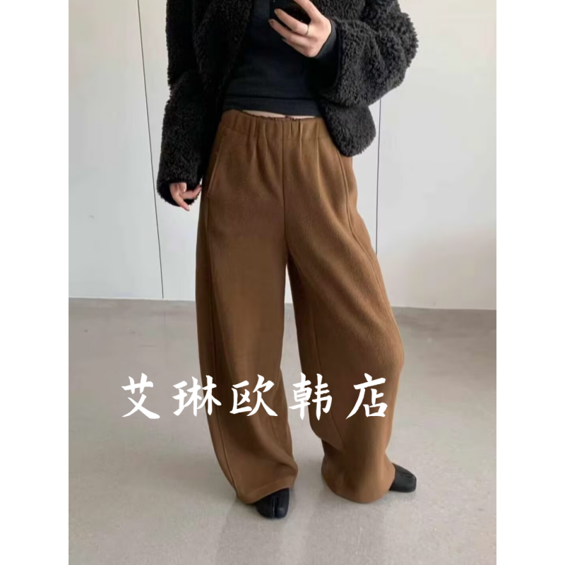 卡蔓韩标MM361冬加绒毛呢阔腿裤