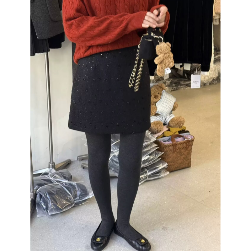 12.1~土布鱼7525冬高腰显瘦重工珠管亮片防走光毛呢短裙半身裙女,女装/女士精品,民族服装/舞台装,淘宝优惠券,粉丝福利购,淘宝优惠卷