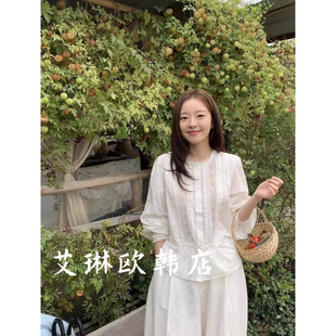 韩系甜美风蕾丝拼接花边衬衫 sicily米鹿59962春款 上衣女 ouur 3.5