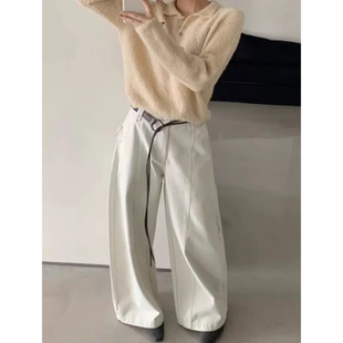 休闲长裤 10.21 配腰带高腰显瘦抓绒直筒阔腿裤 1冬款 女 TOP83120