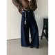 女 休闲牛仔裤 福利TOP83038秋款 配丝巾腰带显瘦百搭直筒阔腿裤
