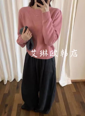 福利miluroom sicily米鹿24004秋款圆领羊毛狐狸毛针织衫女