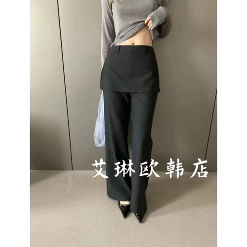 MM721假两件屁帘羊毛微喇裤西裤
