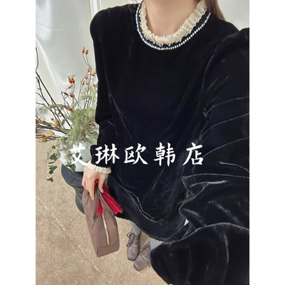 onetwo09374丝绒衬衫钉珠女冬款