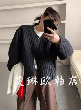 福利浅之夏QZX10592冬款韩系简约圆领单排扣羊毛棉服短外套女