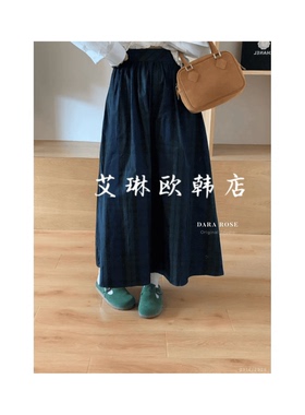 9.13~DARA ROSE 2925秋季新韩系复古格纹中长款高腰半身裙伞裙女
