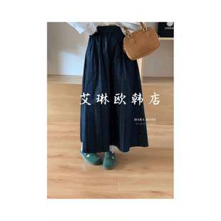 9.13~DARA ROSE 2925秋季新韩系复古格纹中长款高腰半身裙伞裙女