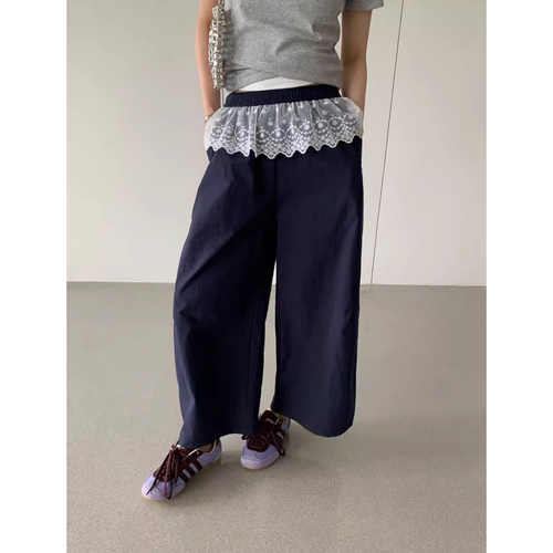 特价卡蔓enxi20872夏新款韩系蕾丝拼接松紧腰显瘦休闲裤气球裤女