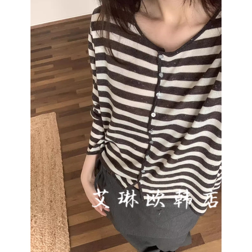 米鹿58063秋款绵羊毛针织衫条纹