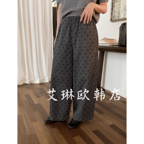 69103松紧腰显瘦波点休闲裤