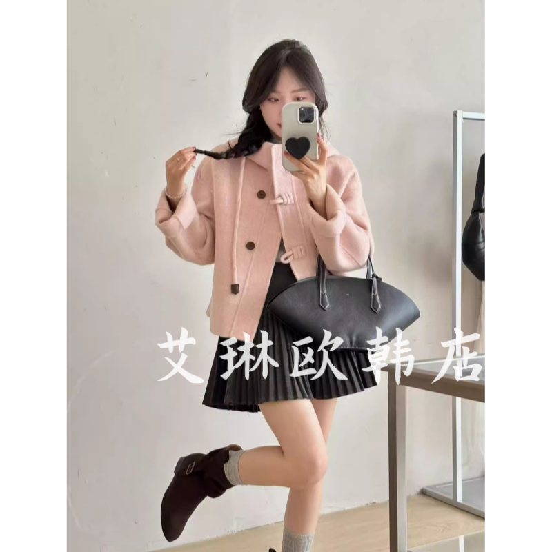 福利829秋装新款韩系连帽学院风羊毛双面羊绒大衣短外套女,女装/女士精品,毛呢外套,淘宝优惠券,粉丝福利购,淘宝优惠卷