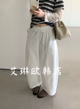 特价卡蔓浅之夏QZX10809-1夏款木耳花边松紧腰气球裤阔腿裤女