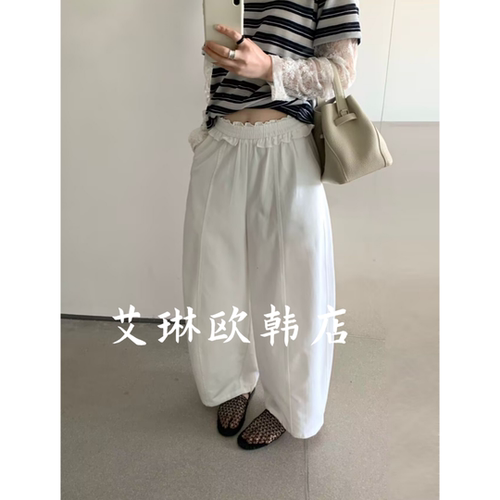 3.15~卡蔓浅之夏QZX10809-1夏款木耳花边松紧腰气球裤阔腿裤女