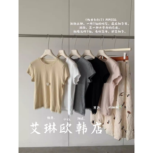 百搭T恤打底女 新韩系网纱拼接圆领短袖 3.23 卡蔓OQQOMM550夏款