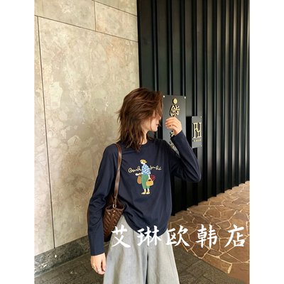 6100欧货宽松百搭人物刺绣T恤