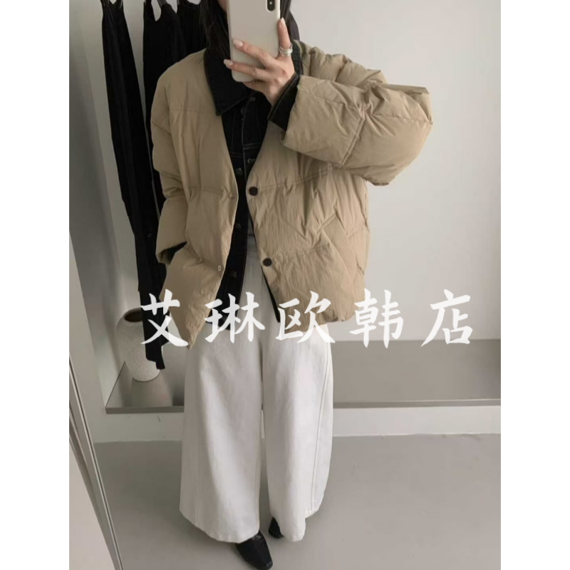 2565假两件牛仔拼90白鸭绒羽绒服