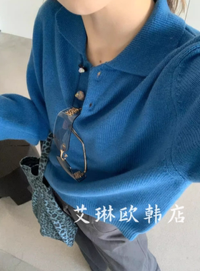 禁止机洗~卡蔓韩标251002冬款翻领糖果色美丽奴羊毛衫显瘦上衣女