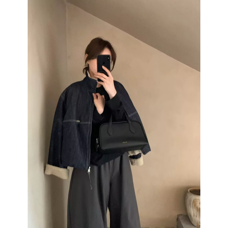 福利miluroom sicily米鹿6115冬款加绒内里羊羔毛牛仔棉服