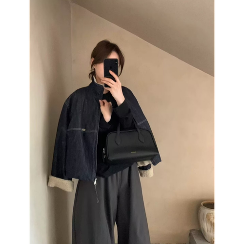 福利miluroom sicily米鹿6115冬款加绒内里羊羔毛牛仔棉服