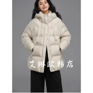 欧货连帽宽松休闲90鸭绒羽绒服外套女 新款 12.25 7712冬装