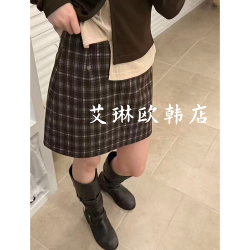 秋款格子半身裙女裤裙
