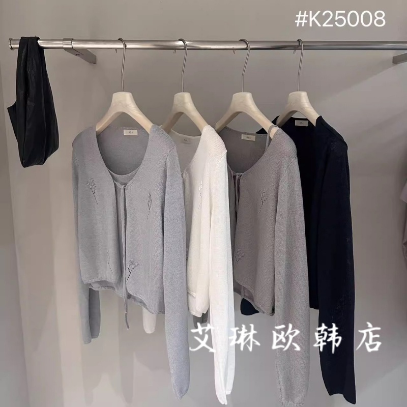 25008针织开衫配背心两件套装女