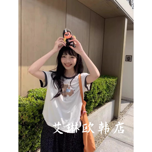 H.ONE正版6877夏款印花短袖T恤女