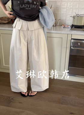 ouur sicily米鹿W615春款日系百搭极简风宽松屁帘休闲弯刀裤子女