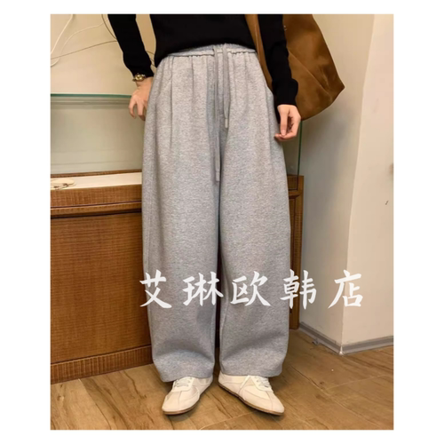 81373花边松紧腰阔腿休闲裤卫裤