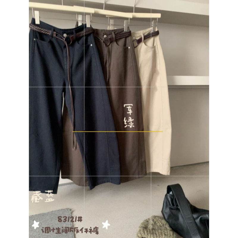 83121配腰带抓绒牛仔裤弯刀裤