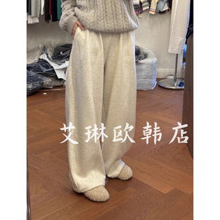 女 加绒休闲裤 miluroom sicily米鹿18531冬松紧腰奥羊绒新羊绒卫裤