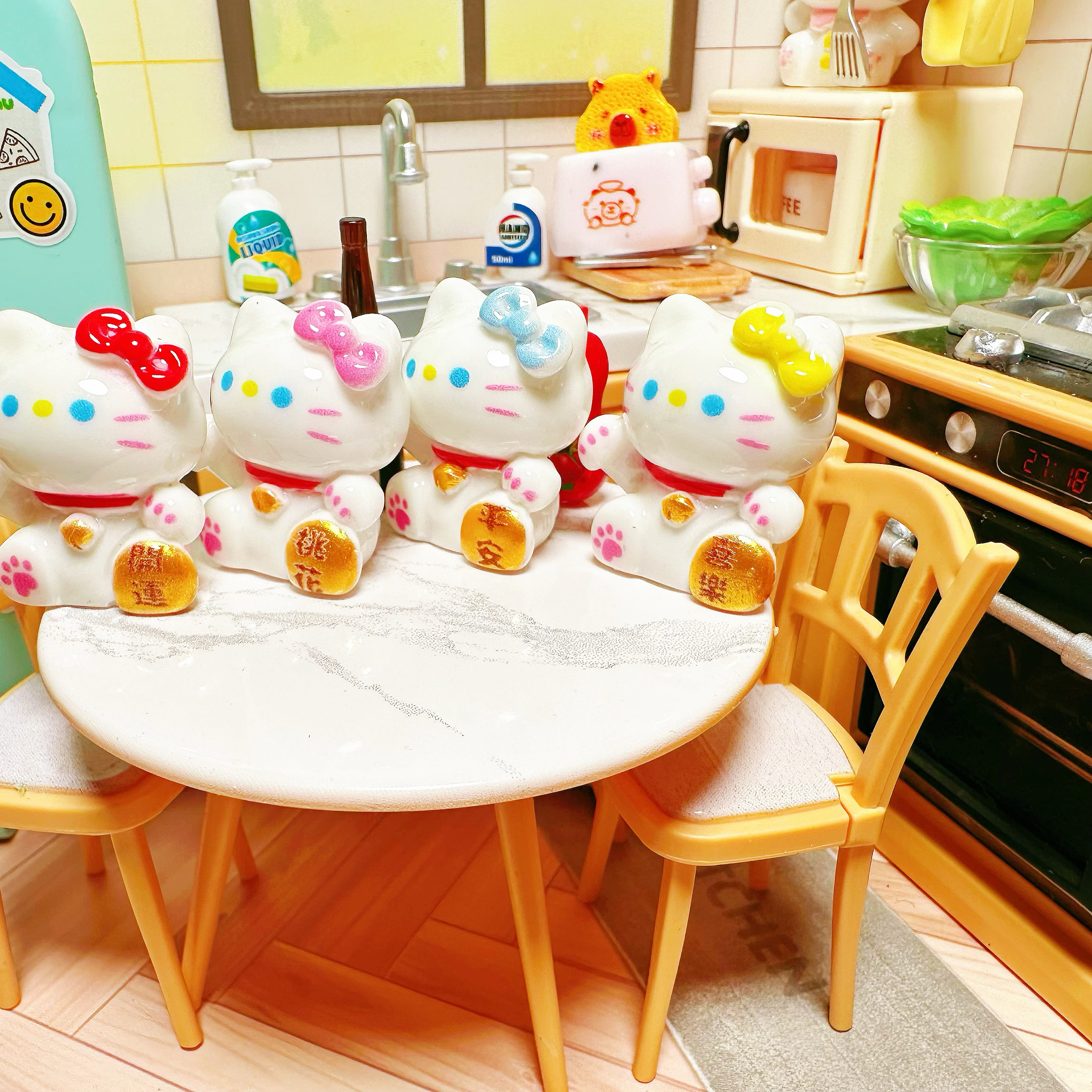 DIY高定仿真微缩食玩招财猫KT树脂配件娃屋摆件手工饰品材料车饰
