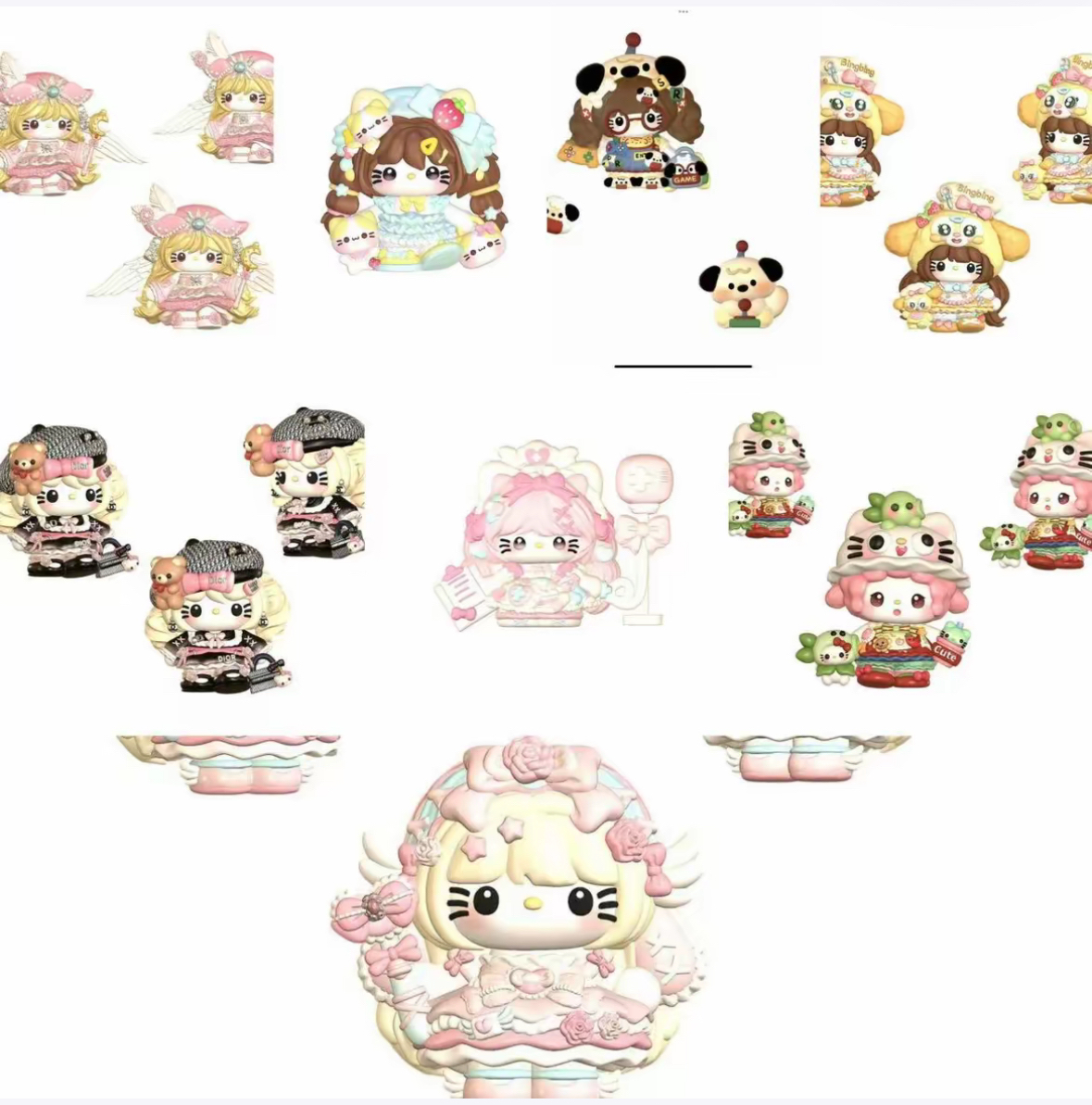 亏捡漏DIY卡通食玩微缩KT猫变装定制小卡摆件挂件车饰奶油胶发夹