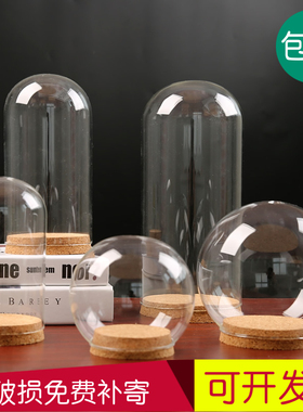 超轻软陶人偶木塞玻璃罩永生花