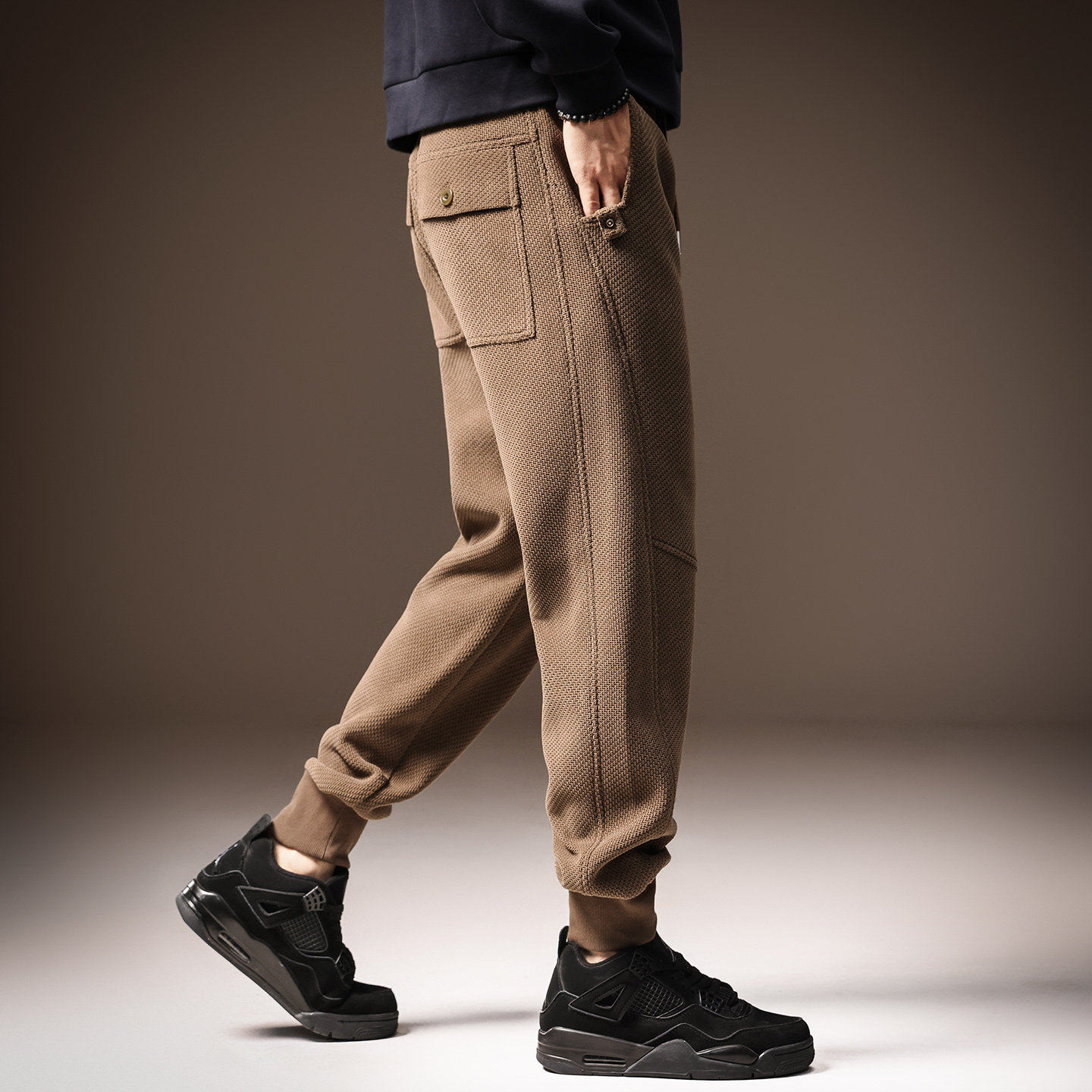 高端雪尼尔弹力卫裤男2025秋季新款束脚宽松舒适灯芯绒休闲裤子男