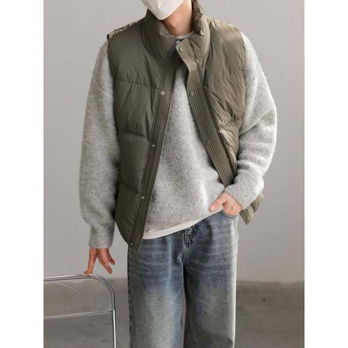 ZPZ冬季坎肩宽松加厚轻薄保暖羽绒服背心 男外套立领无袖羽绒马甲