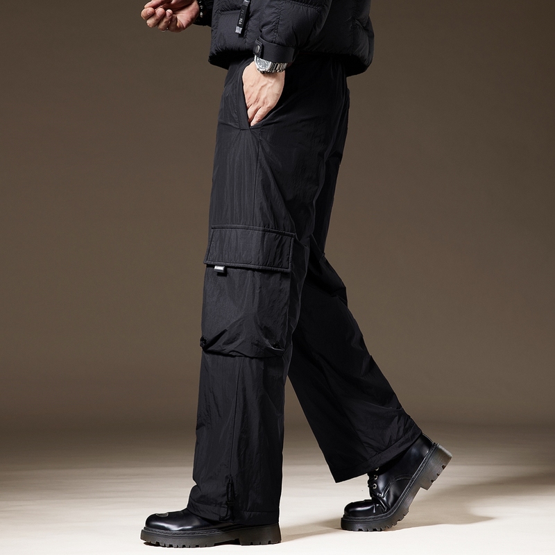 高端加厚冲锋工装羽绒裤男冬季新款外穿滑雪休闲长裤保暖棉裤子男