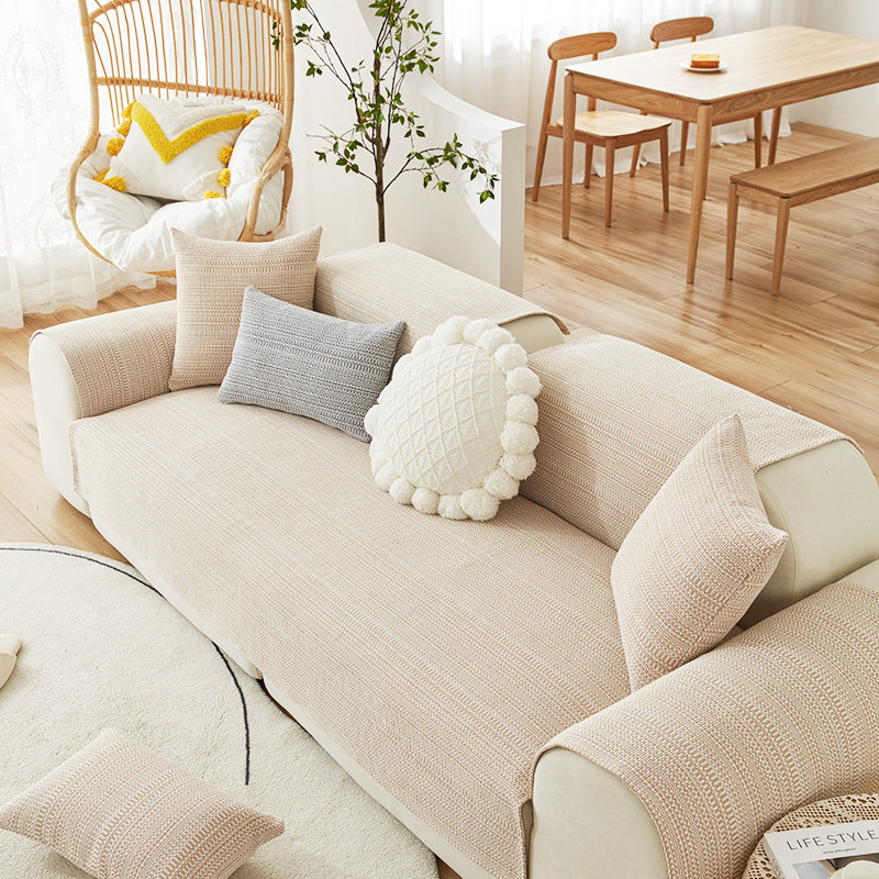 棉麻编织布艺沙发垫加厚防滑四季通用可机洗奶油风沙发毯沙发巾,居家布艺,沙发垫,淘宝优惠券,粉丝福利购,淘宝优惠卷