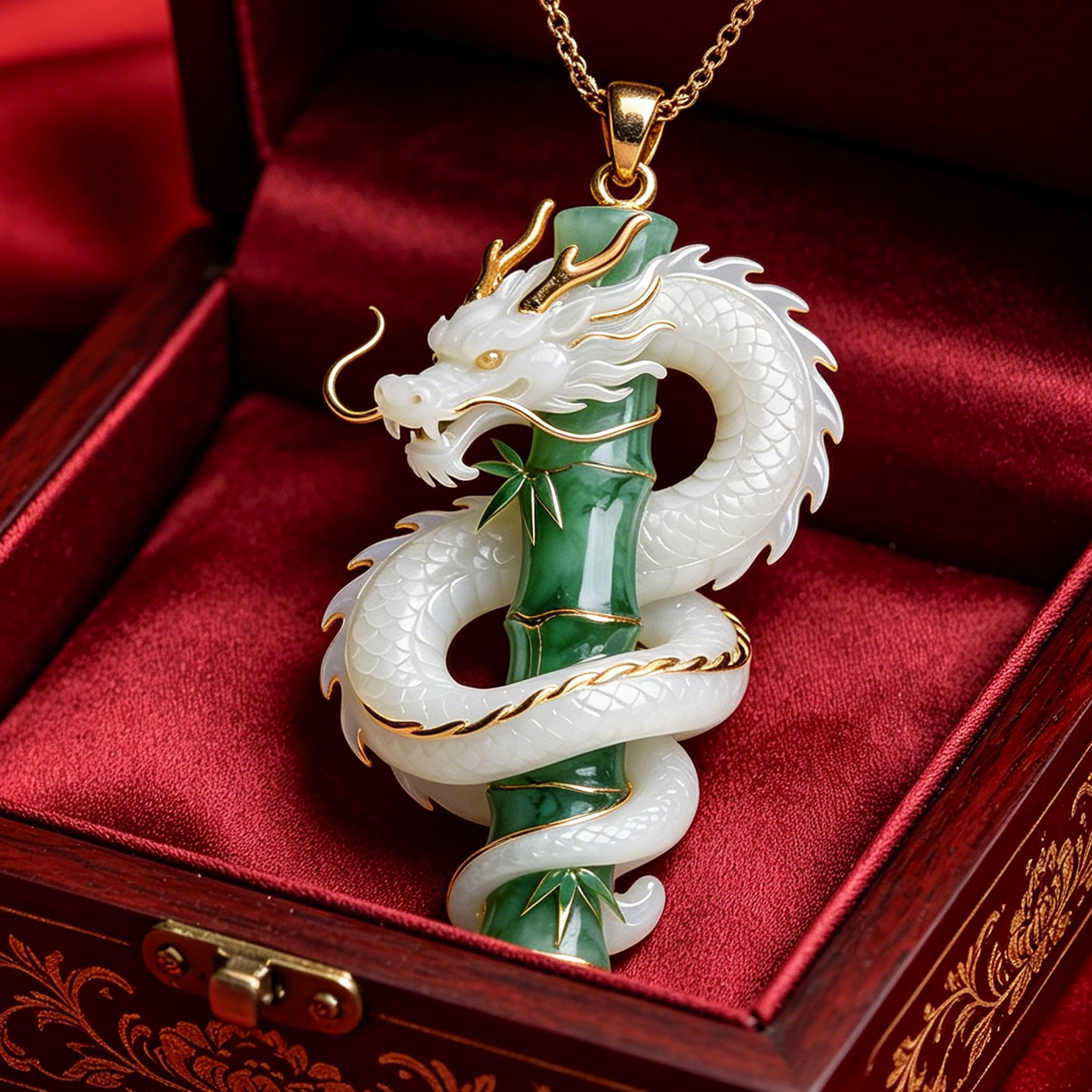 龙竹呈瑞项链百搭风格吉祥寓意项链国潮轻奢项链送朋友纪念吊坠