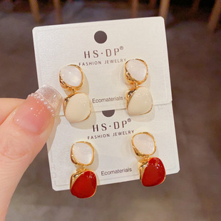 轻奢百搭设计感耳环 简约金属滴油几何耳坠女个性 法式 复古时尚