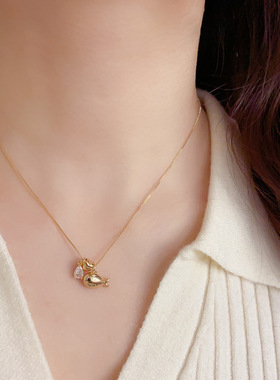 日韩简约水滴小鱼吊坠锁骨链