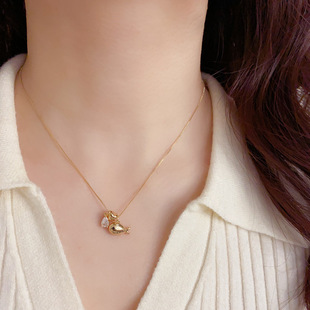 日韩时尚 简约水滴吊坠项链女日常通勤可爱百搭锁骨链