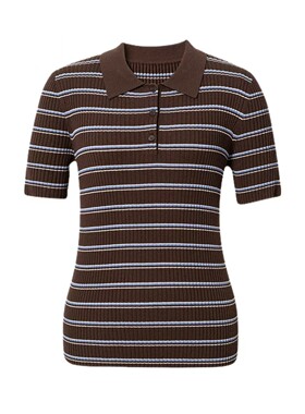 MM麦麦2026春季新款绵羊毛条纹polo领短袖针织衫女上衣5H4131251