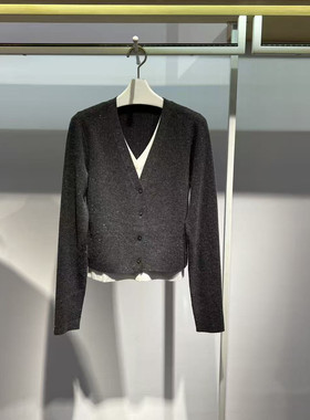 2025秋装新款商场同款正品速发羊毛针织衫女V领假两件长袖33581