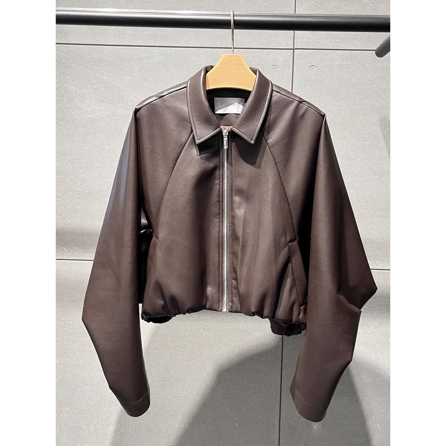 商场同款正品速发25秋新拉链PU皮短款栗色外套美拉德风皮衣1420