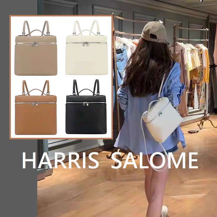 原装HARRIS SALOME大号双肩背小牛皮软皮包真皮女包手提白 黑礼品