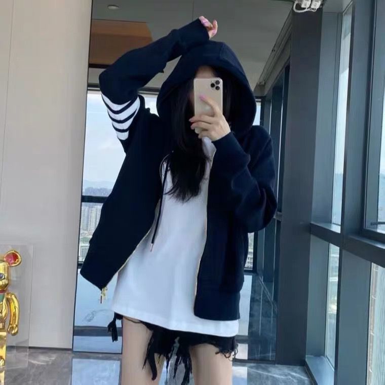 常规宽松棉韩版连帽拉链